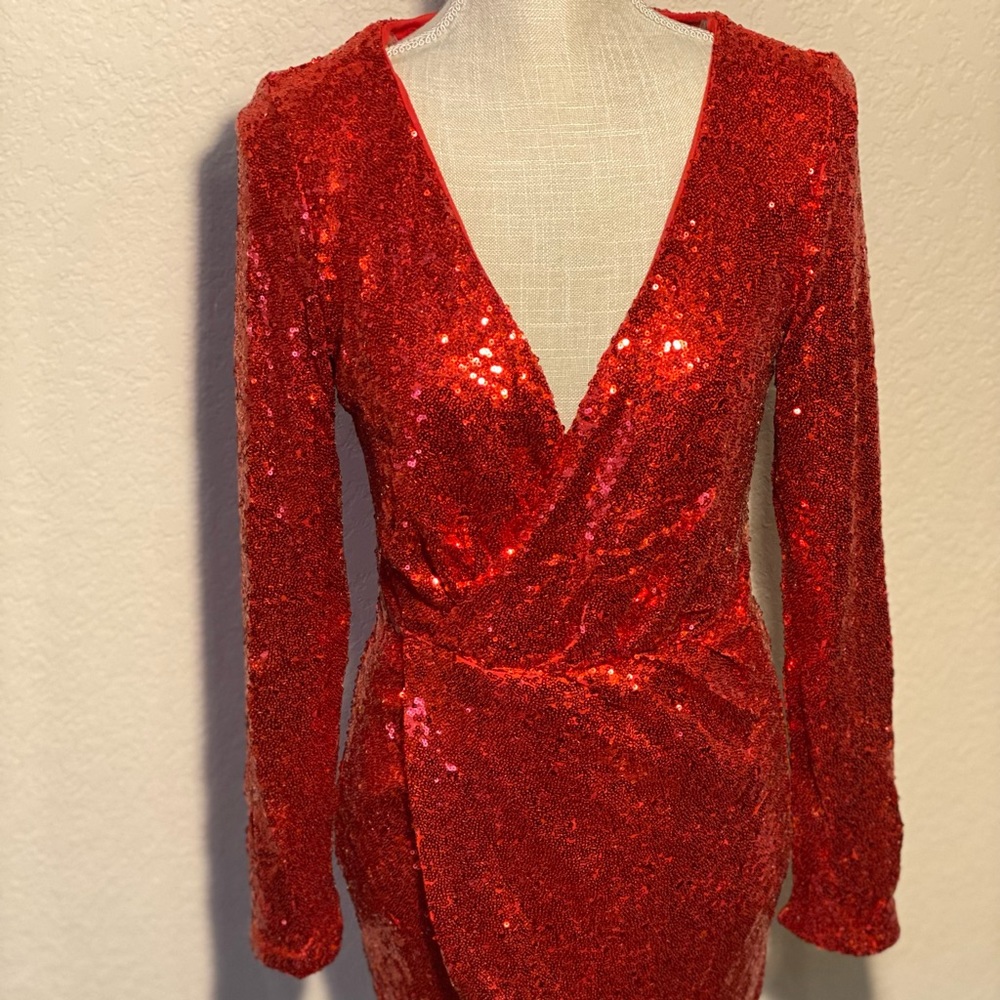 Red sequin mini dress